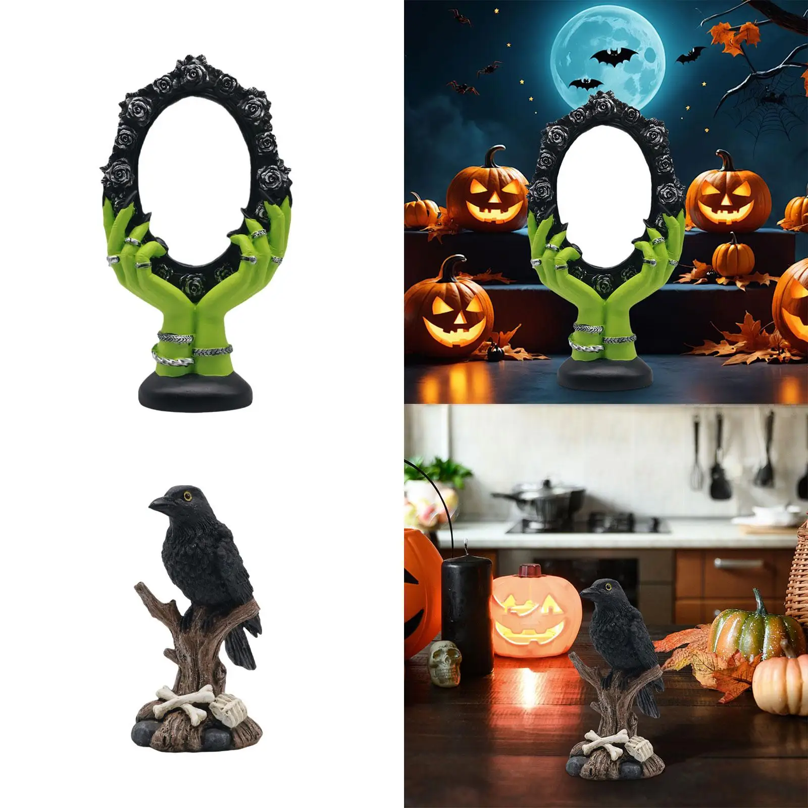 Halloween Statue Decoration Collectible Gift Crafts Resin Figurine Ornament Sculpture for Indoor Office Fireplace Desk Bedroom