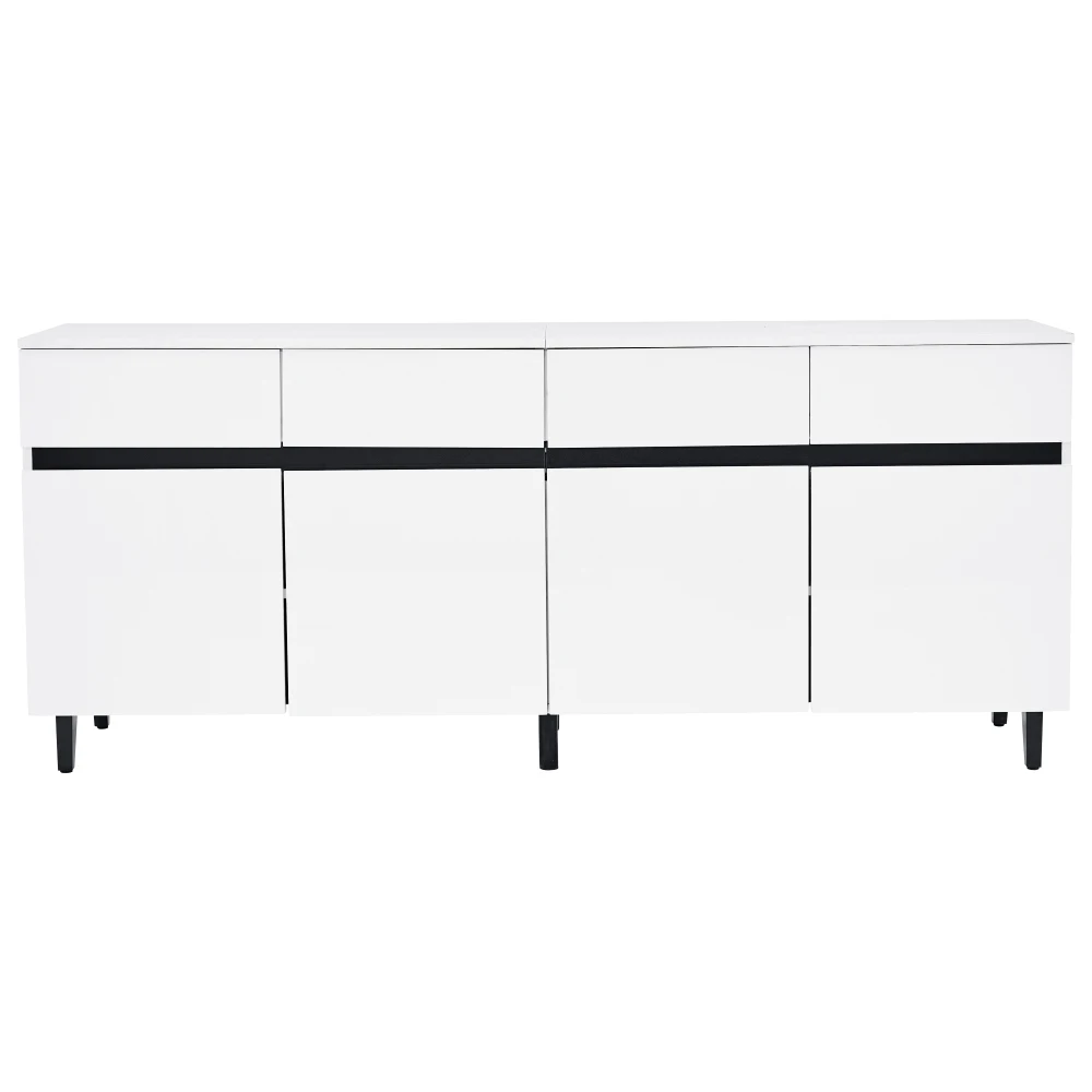 Modernes Hochglanz-Sideboard, Schubladen, Highboard, Schubladenschränke mit 4 Schubladen, 2 Türen und höhenverstellbaren Regalböden – Detail 17