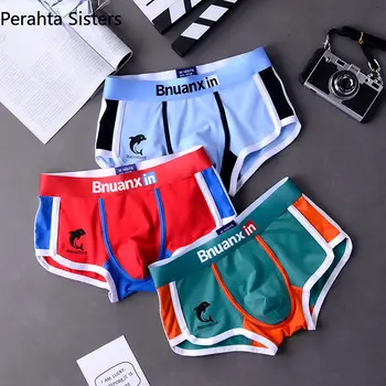 3 Pz/lotto Uomini Mutandine di Cotone Biancheria Intima Boxer Slip Mens Moda Delfino Boxer Tendenze Personalità Giovanile Mutande Homme 1