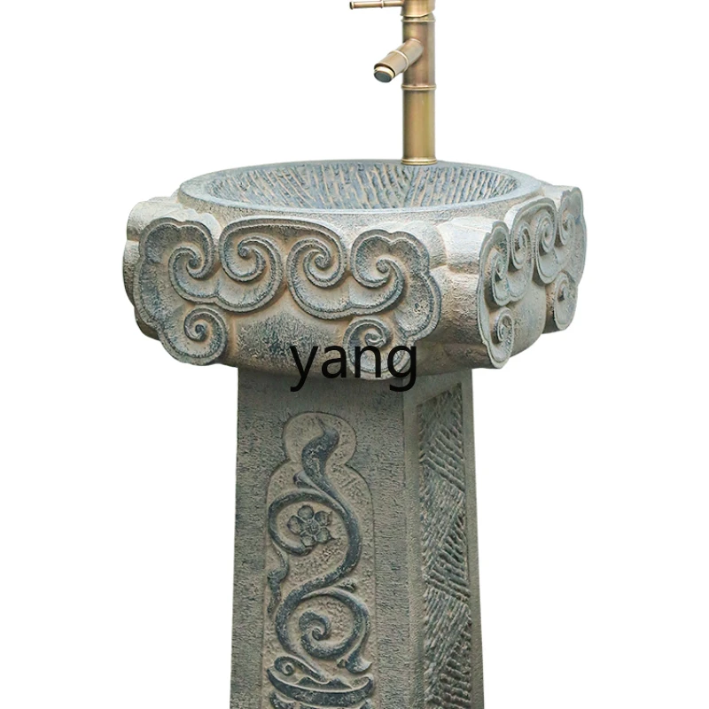 

CX Outdoor Column Wash Basin New Chinese Style Courtyard Balcony Garden Wash Basin Retro