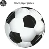 Soccer Theme Disposable Tableware Soccer Party Paper Plate Napkin Straws Cup Football Themed Birthday Party Decoration Supplies 3