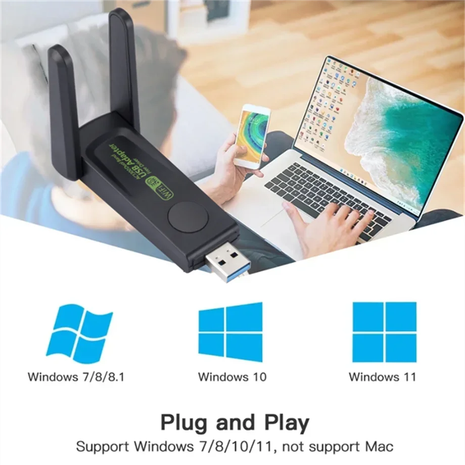 1300Mbps WiFi USB Adapter Dual Band 2.4G/5Ghz Wi-Fi Dongle 802.11AC Powerful Antenna Wireless Receiver For PC Laptop Driver Free