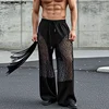 Fashion Casual Style Men's Trousers INCERUN Mesh Splicing Hollow Perspective Long Pant Streetwear Male Drawstring Pantalons 2025 1