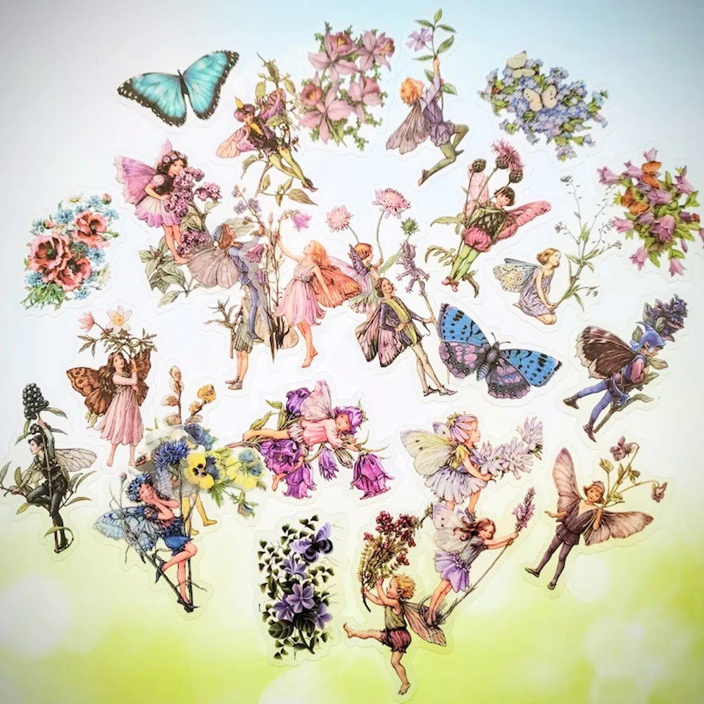 

30 Pieces Clear Plastic Flower Fairy Sticker Set 2" to 2 1/2" for Planner Journal Scrapbook Cards Notebook and Paper Crafts