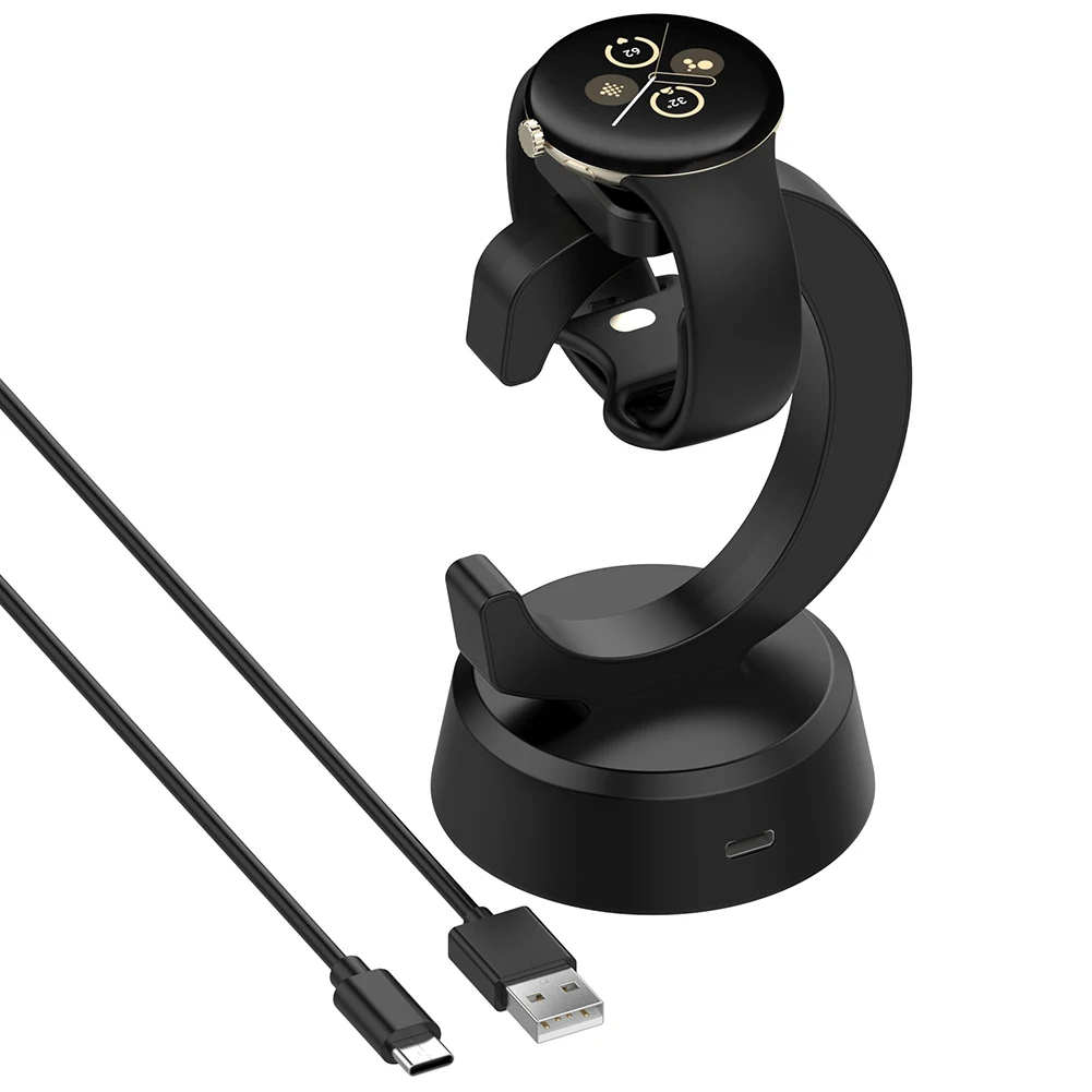 Magnetic Charger Dock Stand with USB Type-C Charging Cable Charge Station Base for Google Pixel Watch 3/Watch 2/Fitbit ACE LTE
