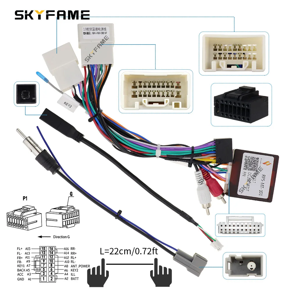 SKYFAME 16Pin Car Wiring Harness Adapter Canbus Box Decoder Car Wire Cable Adapter Automobile Connector For Mitsubishi Pajero V97 V73 V60 ASX Outlander Lancer RP5-MT-101