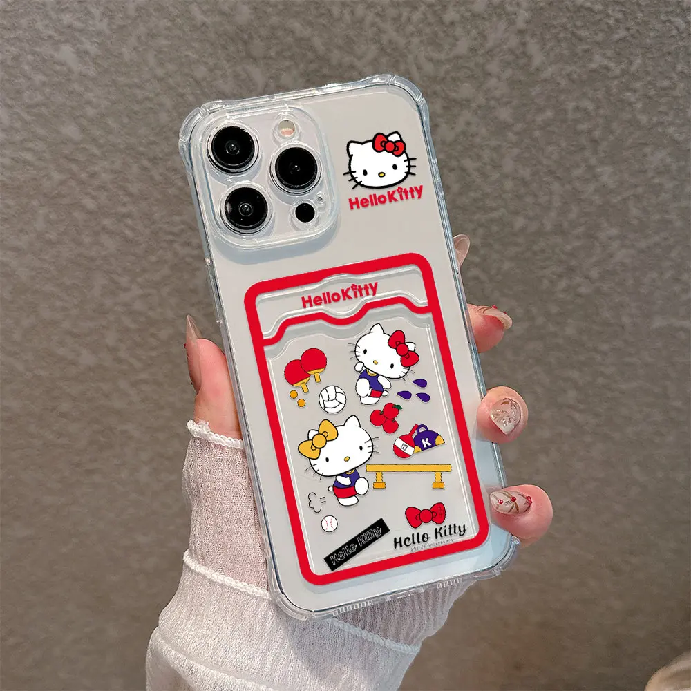 thumbnail image 1 of Funda de Hello Kitty con dibujos animados para iPhone, carcasa transparente para modelos anticaída 15, 14, 13, 12, 11 Mini Pro Max, X, XR, XSMax, 7, 8 Plus, novedad, 1 of 5