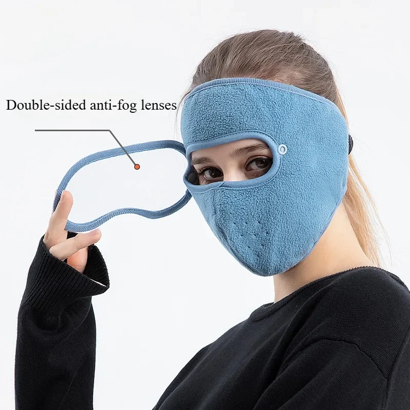 1PCS Face Mask Autumn Winter Fashion Fleece Outdoor Riding Windproof Warm Cold Resistant High-definition Goggles Anti Fog Masks