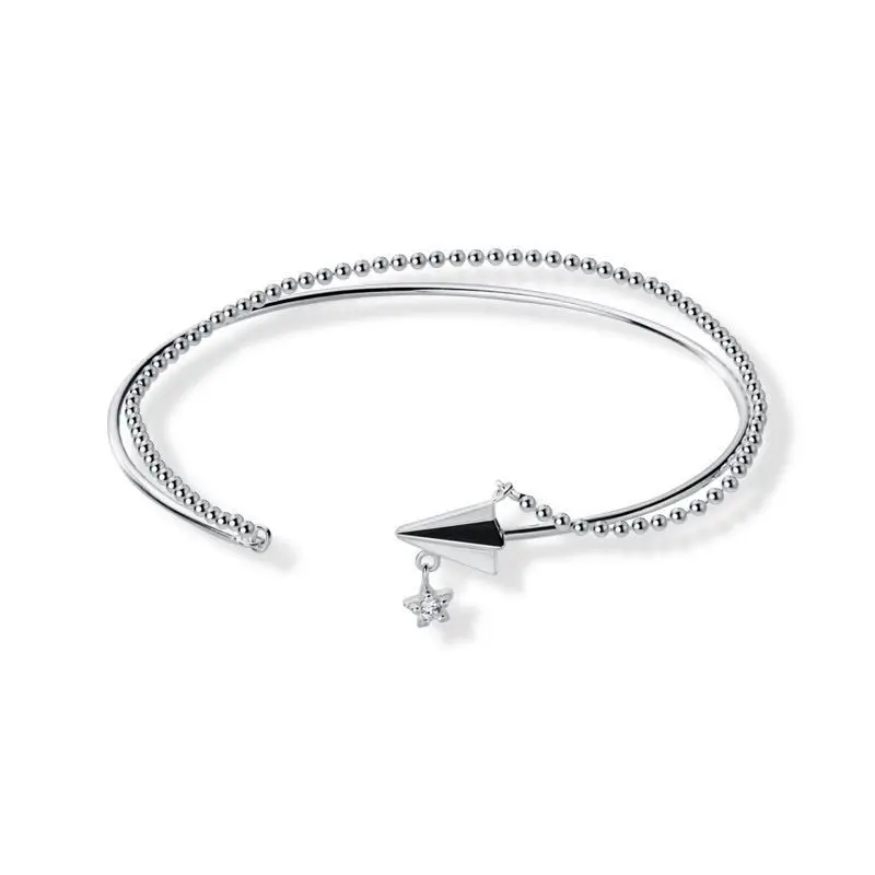 

Sterling Silver Airplane Lady Bracelet, Fashion Small Fresh Paper Airplane