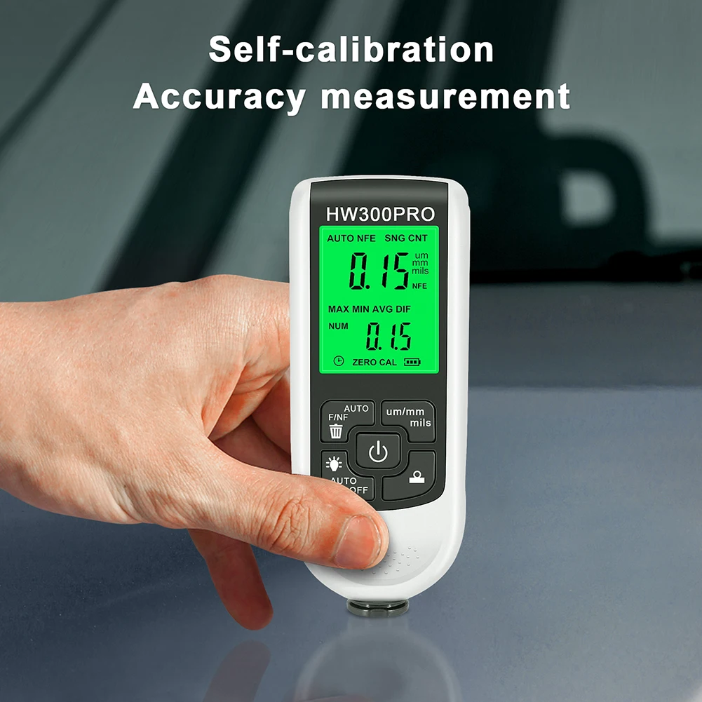 Automotive Thickness Gauge HW-300 PRO Mini Car Paint Thickness Meter Electroplate Metal Coating Thickness Gauge 0-2000UM 2