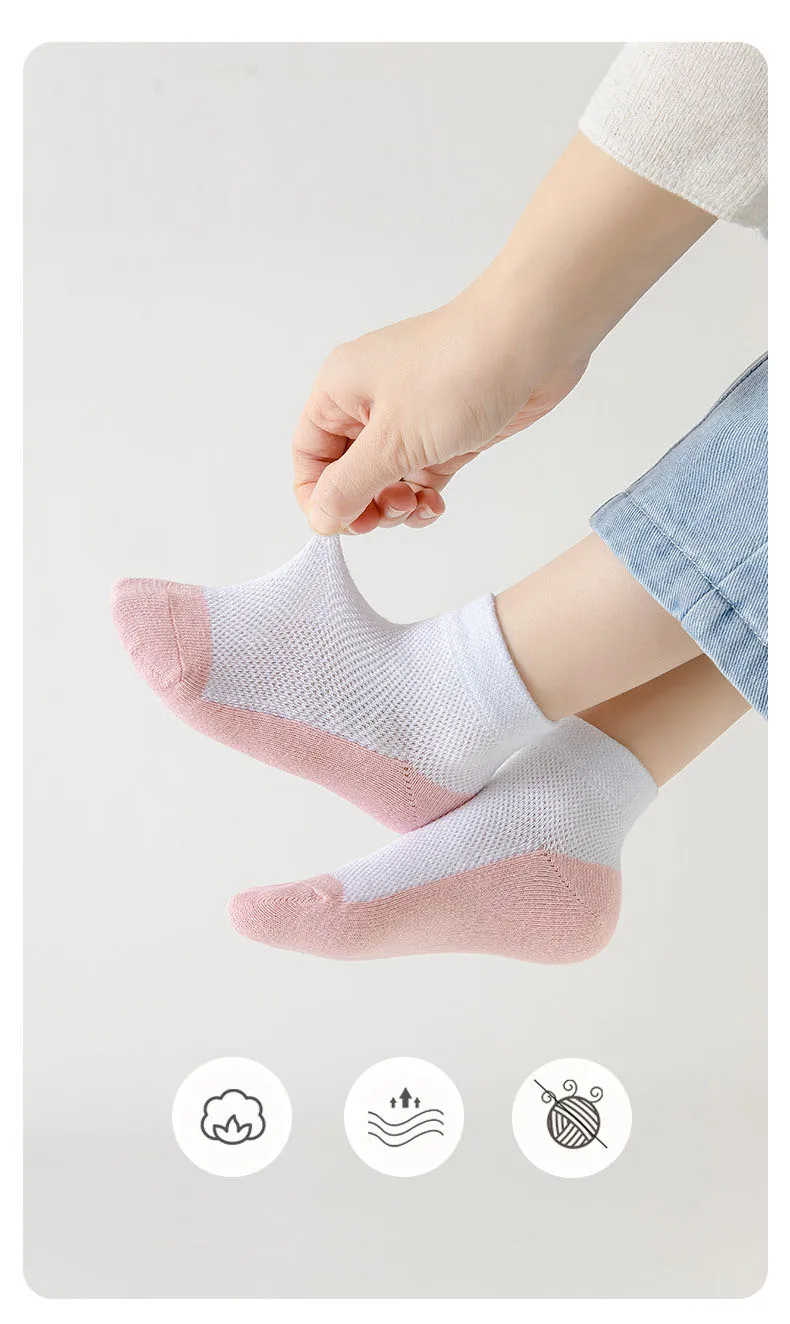5 Paare/los Sommer Kinder Baumwolle Socken Kinder Junge Mädchen Baby Mode Weiche Schwarz Weiß Grau Socken Für 1-12 jahr Teen Student Socken – Detail 4