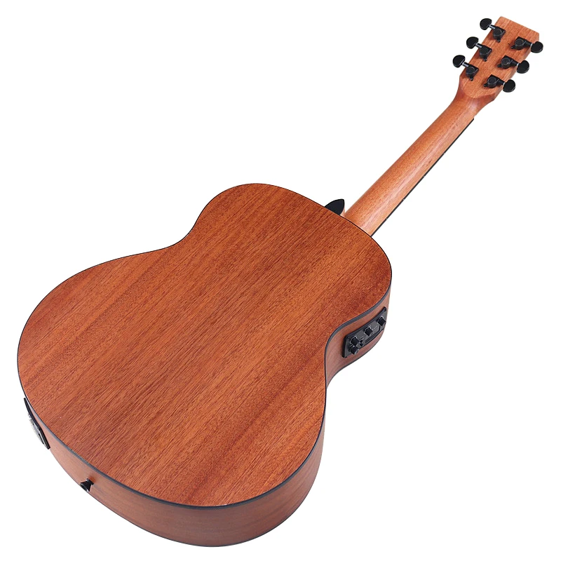 Solid Wood Top Guitar with EQ Matte Finish Electric Folk Guitar 6 Strings Vintage Color