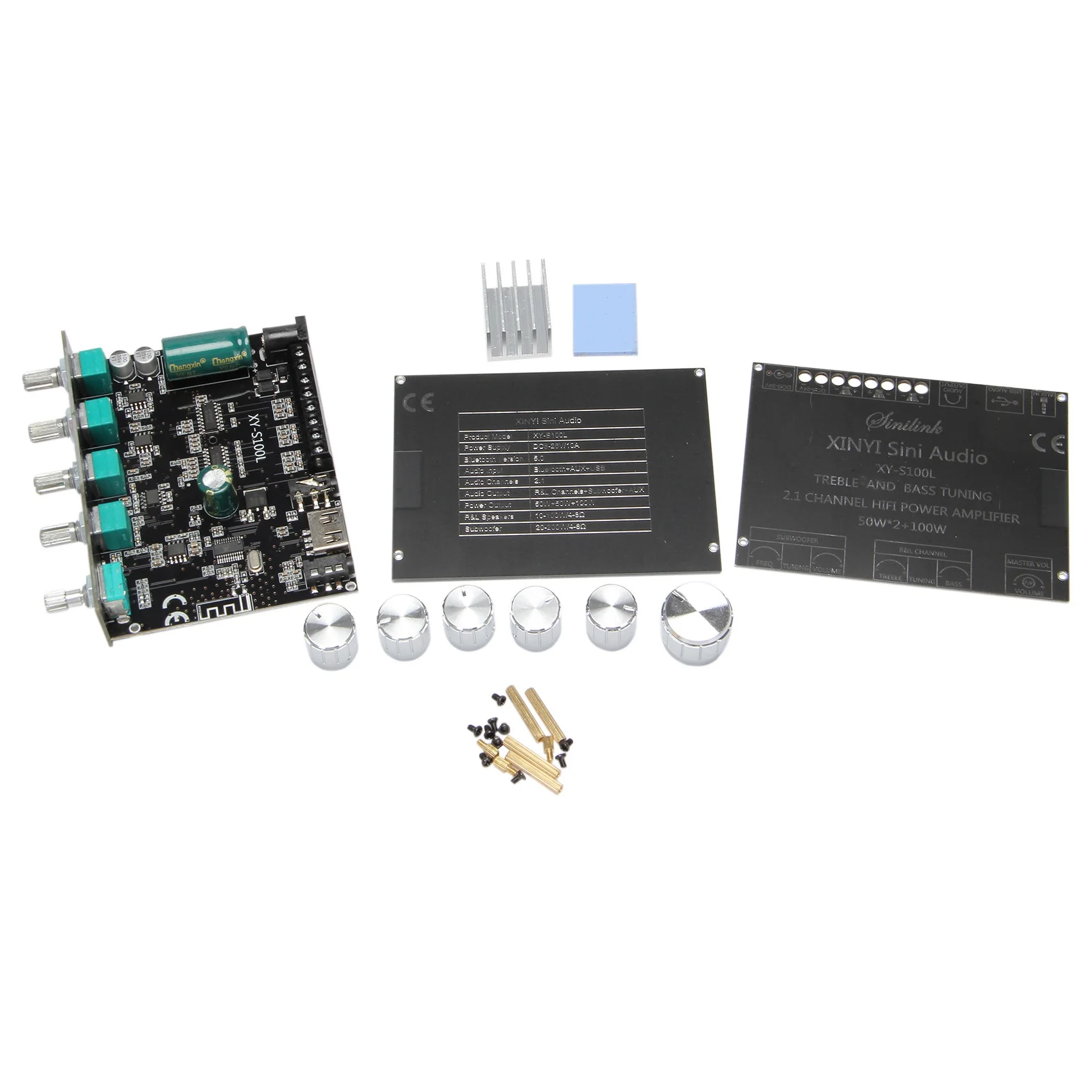 

Bluetooth 5.0 2.1 Channel Power Audio Stereo Subwoofer Amplifier Board 50WX2+100W Speaker AMP XY-S100L