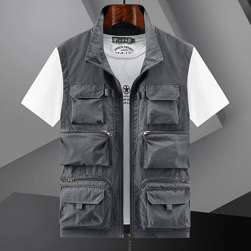 Men Summer New Outdoor Vest 6XL Utility Tactical Multi-pocket Vest Techwear Outdoor Hiking Fishing Photography Safari Cargo