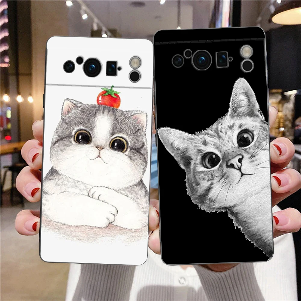 Cute Cartoon Kitten Black Soft Shockproof Silicone Phone Case