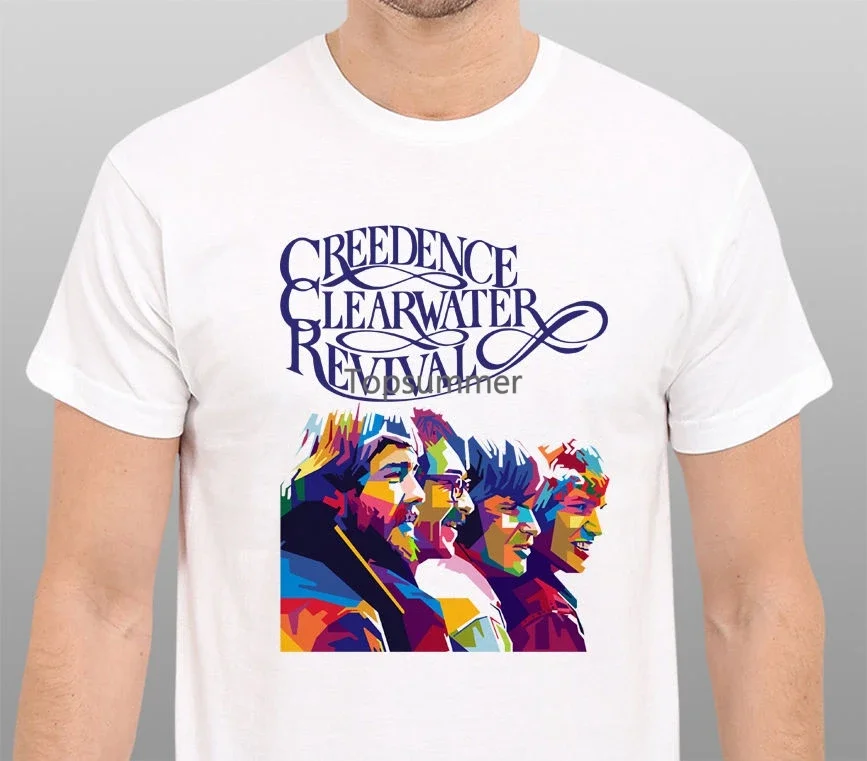 

2017 Men'S Creedence Clearwater Revival Retro 1971 Art 3D Printed Men'S 100% Cotton T Shirts Summer Popular Short Sleeve Tee