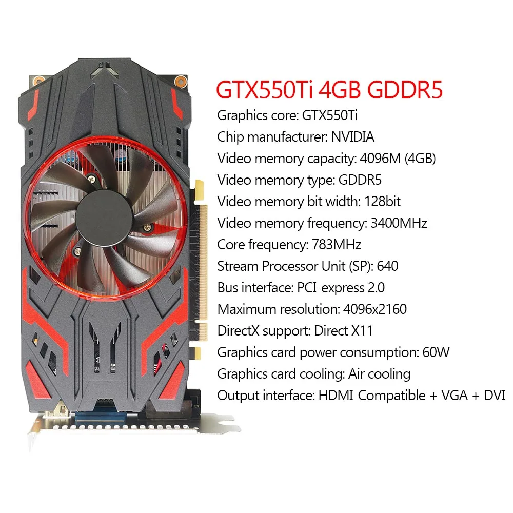 latest gpu for pc GTX550Ti 8GB Graphics Card GDDR5 128bit 8GB Gaming Video Card NVIDIA Chip Desktop Video Card with Dual Cooling Fan graphics cards computer Graphics Cards