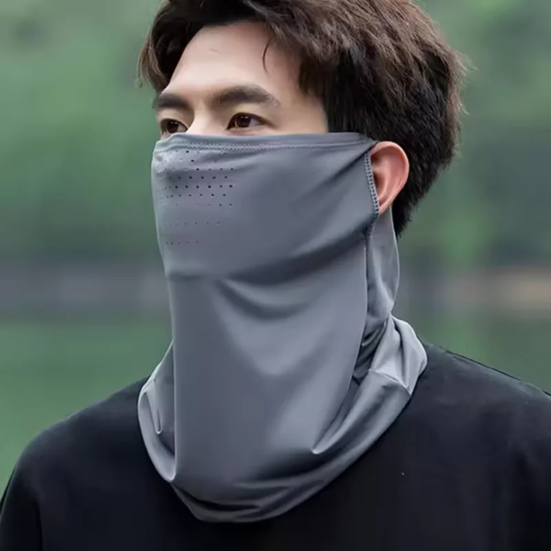 Summer Sunscreen Ice Silk Mask Neck UV Protection Face Cover Sunscreen Face with Brim Outdoor Cycling Sun Protection Hats Caps