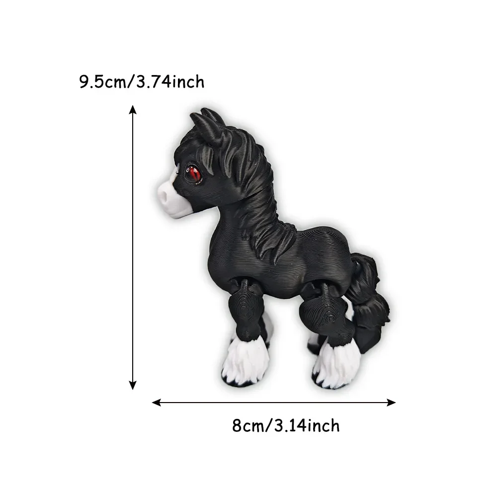 3D Printed Multi-Joint Movable Horse Figurine – Cute Stress Relief Toy and Home Decor Gift