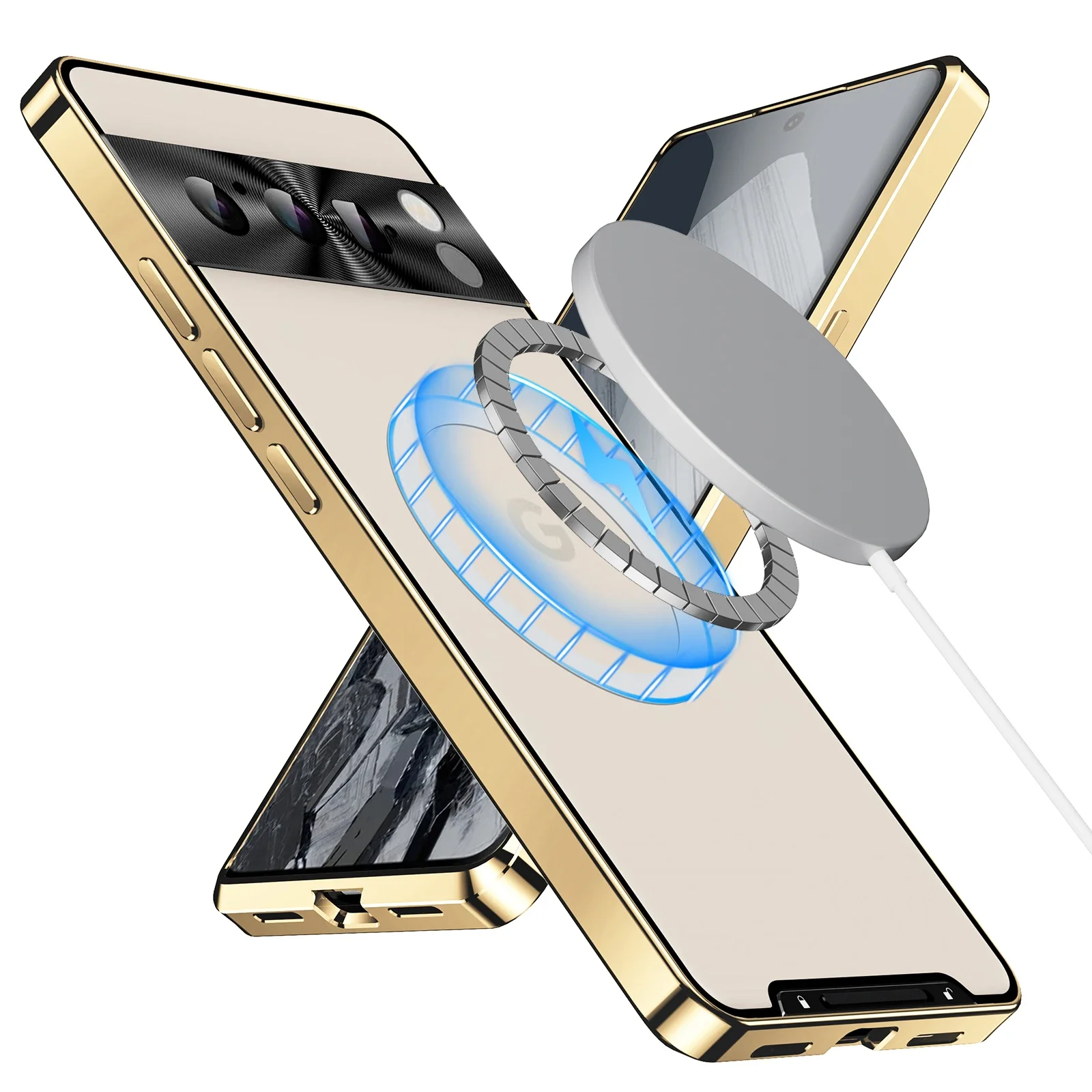 Coque Magnetic Case For Google Pixel 8 Pro Aluminum Alloy Metal Bumper Cases For Pixel 7 7A 6 Wireless Charger Protector Cover