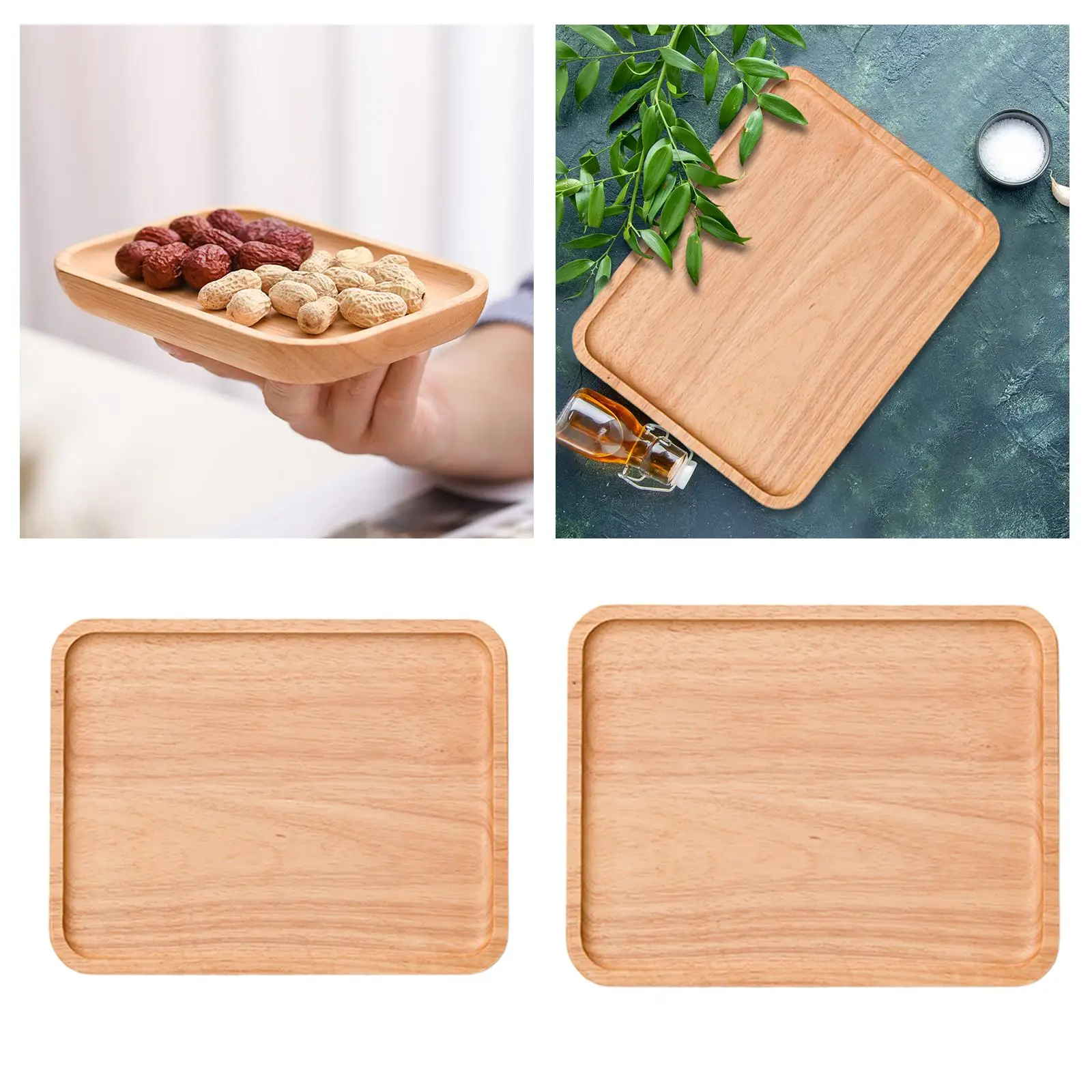 Wooden Serving Tray Cheese Board Tea Drink Platter Decorative Tray Dish for Ottoman Centerpiece Coffee Table Kitchen Decor