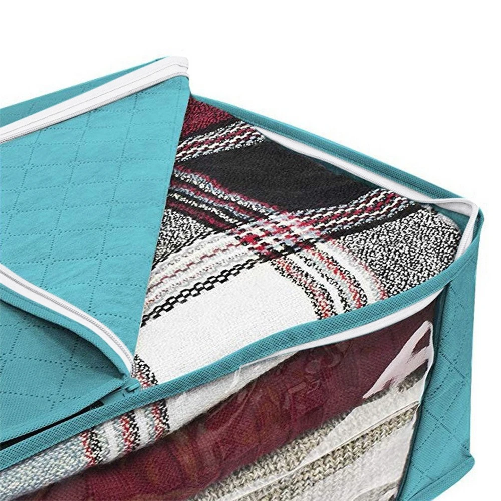 Large Capacity Storage Folding Box Zipper Cover Transparent Organizer Bedroom Shelf Wardrobe Clothes Toy Cabinet Container Box 5
