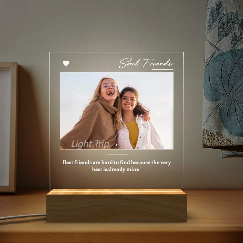 Personalized Custom Photo Text 3D Acrylic Lamp Customized Bedroom NightLight for MOM DAD LOVE Family Friend Birthday Day Gift