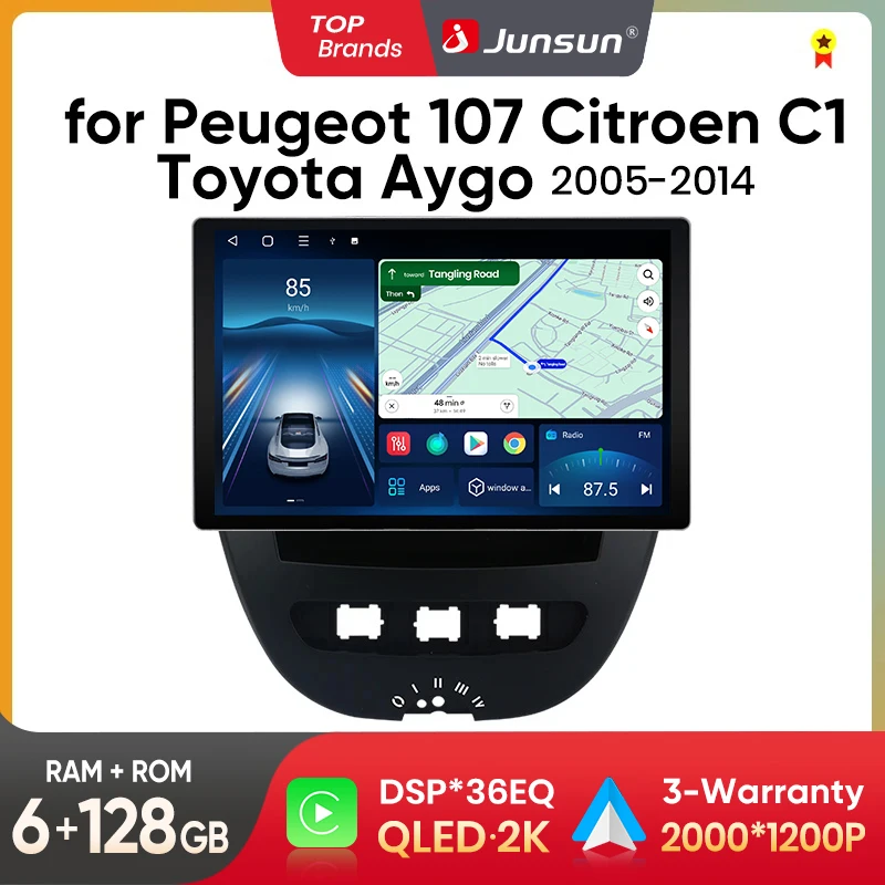 Junsun x7 max 13.1 "2k drahtloses Carplay Android Auto Autoradio für Peugeot Toyota Aygo Citroen C1 Multimedia Autoradio