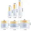 30ml/50ml/80ml/10g/20g/30g Empty Bottle Space-saving Matte Surface With Wood Grain Lid Glass Cosmetics Spray Bottle For Travel 6