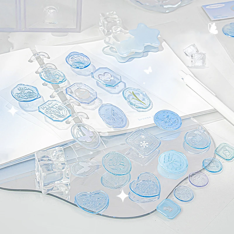 

20pcs Transparent Gradient Wax Seal Stickers Exquisite Envelope Sealing Label DIY Journal Planner Decoration Korean Stationery