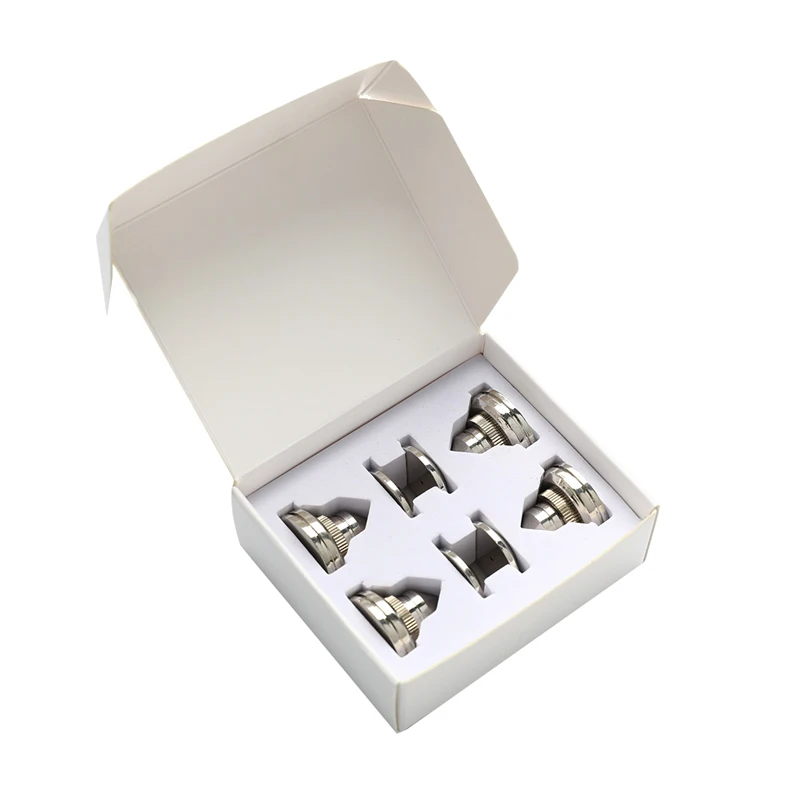 Set of 4 Premium Pure Copper Silver Speaker Spike Pads for Enhanced Sound Quality