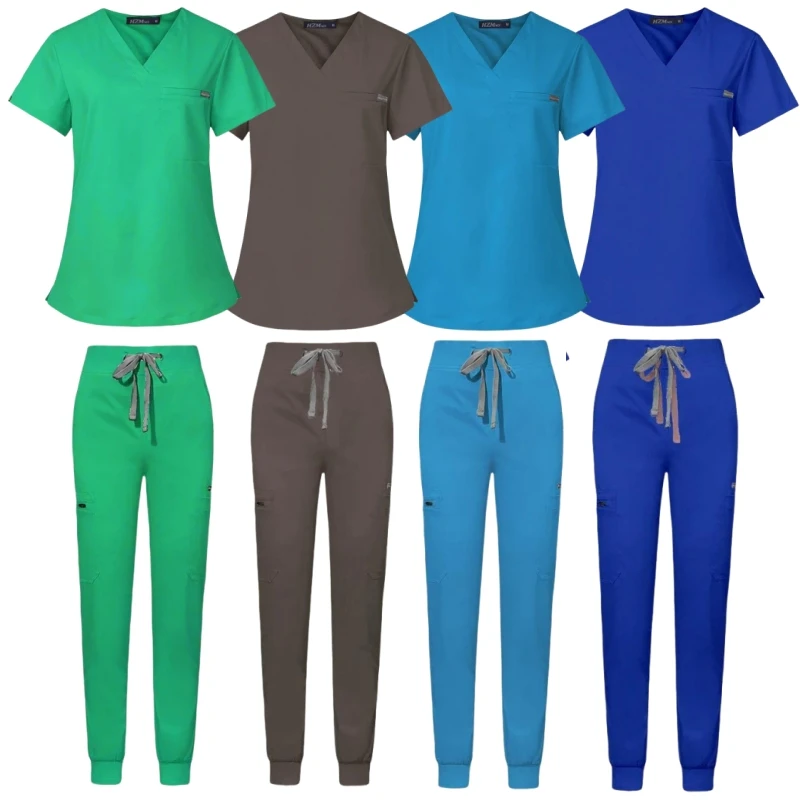 

Beauty Agency Scrub Womens Suit Pet Shop Veterinary Nursing Accessories Medical Uniform Breathable Top Pants Jogger Suits Unisex