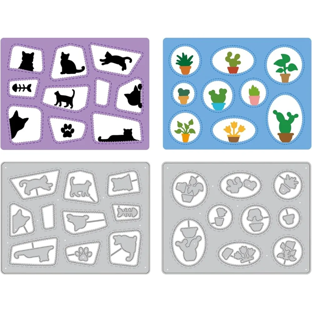 Wacky Windows Sfondo Cut Dies Fun Animal And Plant Windows Fustelle Mini Cornice Rettangolare In Metallo Goffratura Stencil