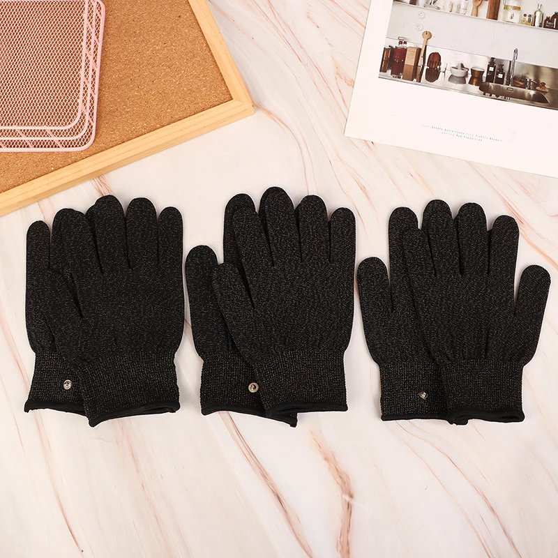 Conductive Silver Fiber Electrode Gloves Pads Electrotherapy Massage 1Pair