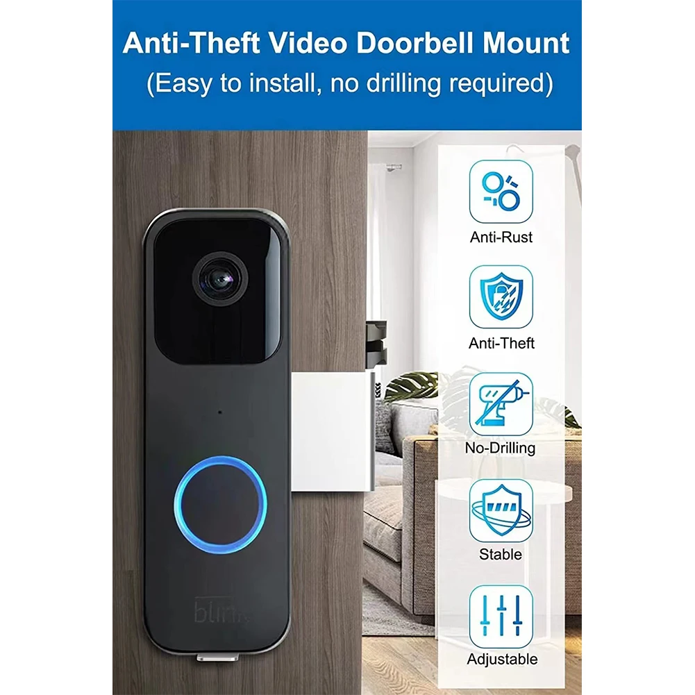 Stainless-Steel Anti-Theft No Drill Doorbell-Mount Black/Silver Compatible-With Video Doorbell Mount Furniture Hardware