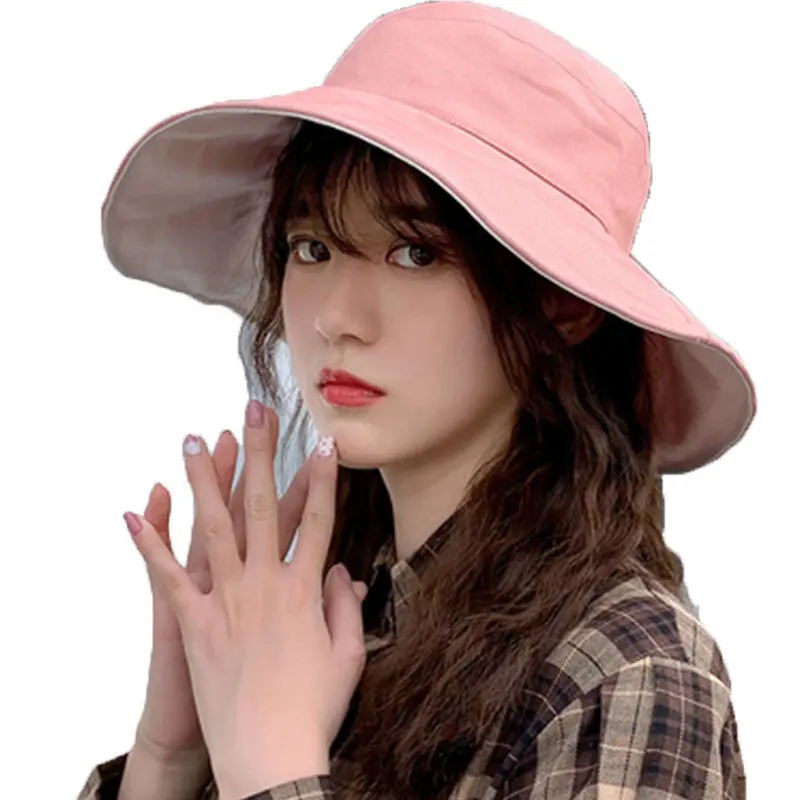 Double-sided Fisherman Hat Female Summer Korean Version Outdoor Basin Hat Fresh Sun Sunscreen Sunshade Beaching 1pc