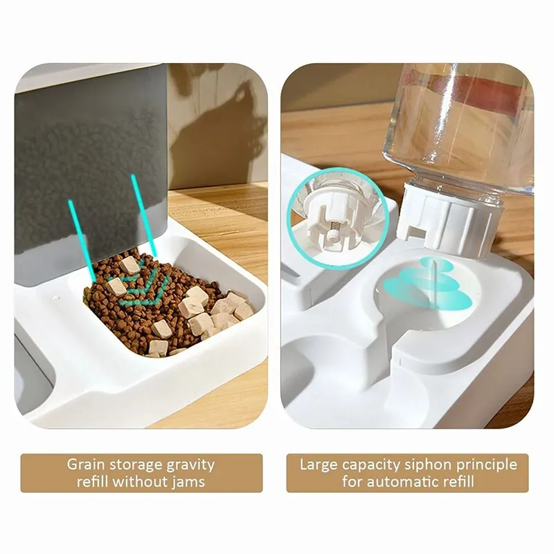 High Capacity Automatic Pet Food and Water Dispenser with Wet-Dry Separation