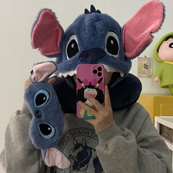 Cartoon Stitch Hooded Neck Pillow, Eye Mask 1