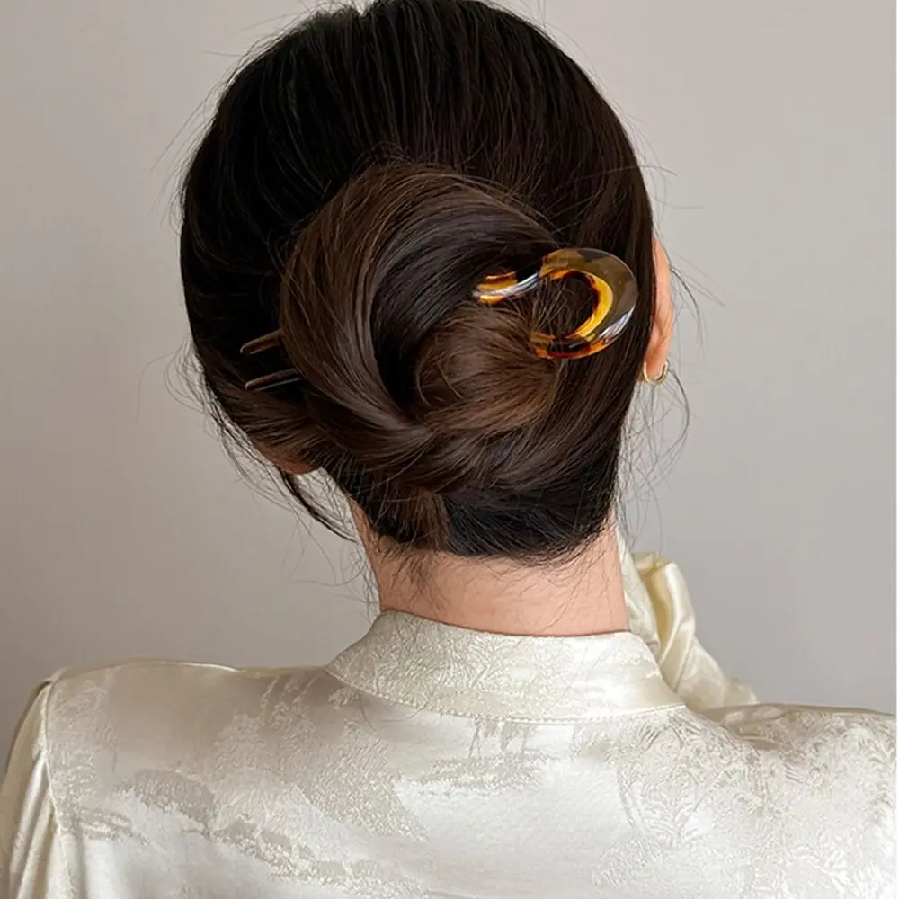 Mode U-förmige Haar gabel geometrisches Design Schildpatt Haarnadel Kopf bedeckung Acetat Haars tyling Werkzeuge Frauen Mädchen – Detail 13