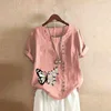 Women Clothing Cotton Linen Streetwear Summer Y2k Tops Vintage Fashion Tshirt Casual Shirts for Women Clothes Elegant Tees