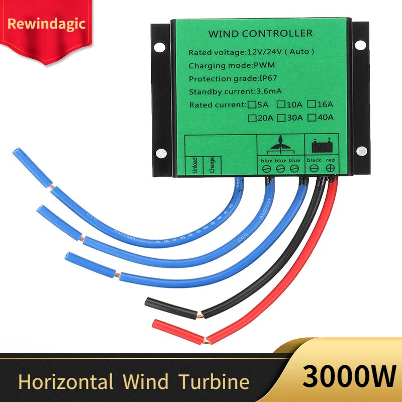 3000W Free Energy PWM Wind Charge Controller 12v/24v AUTO For Wind Turbine Generator Water Proof High Heat Dissipation Design wind turbine charge controller