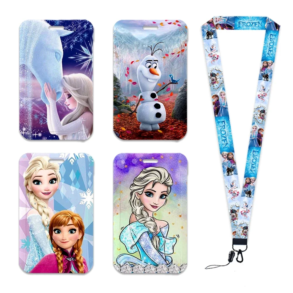 Disney Princess Elsa Lanyards For Keys Chain ID Credit Card Cover Pass Mobile Phone Charm Neck Straps Badge Holder Gifts cool neck strap lanyards keychain badge holder credit card pass hang rope lariat lanyard for keys anime accessories gifts