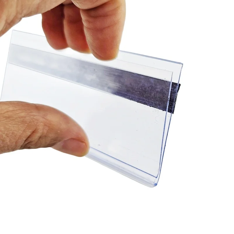Plastic PVC Shelf Data Strips Clip Holder Merchandise Price Talker Sign Label Display Magnetic Strip Back 1Pack H4.2cm