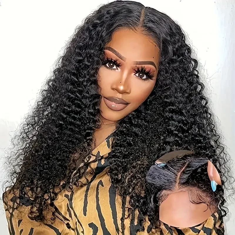 

Wear Go Glueless Breathable Air Wig Peruvian Deep Wave Human Hair Wigs For Women HD Transparent Pre Cut 5x5 Lace Closure Wig