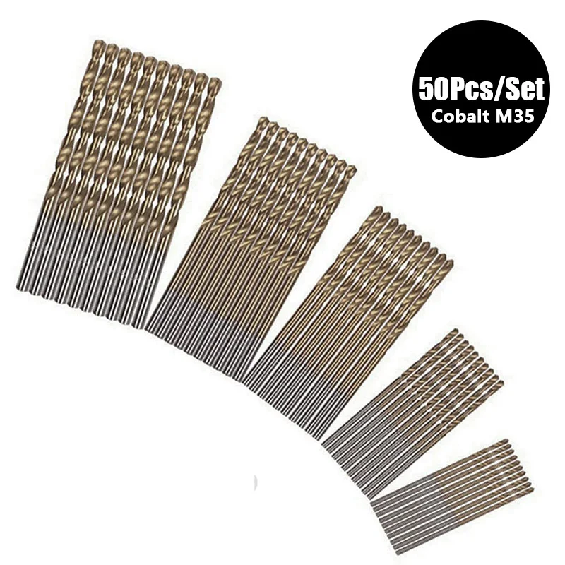 Junefor Set Di Punte Per Trapano In Metallo Foro Dimensioni 1/1.5/2/2.5/3Mm Cobalto M35 50 Pz/Set Punte Elicoidali Per Piastra Metallica In Ferro E Ac
