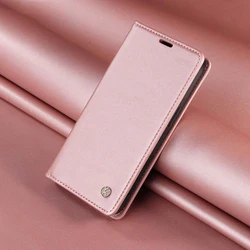 Leather Flip Cover with Strong Magnetic Closure - Business Wallet Case for Redmi 15C Eu 173 (J1 - Rose Gold)