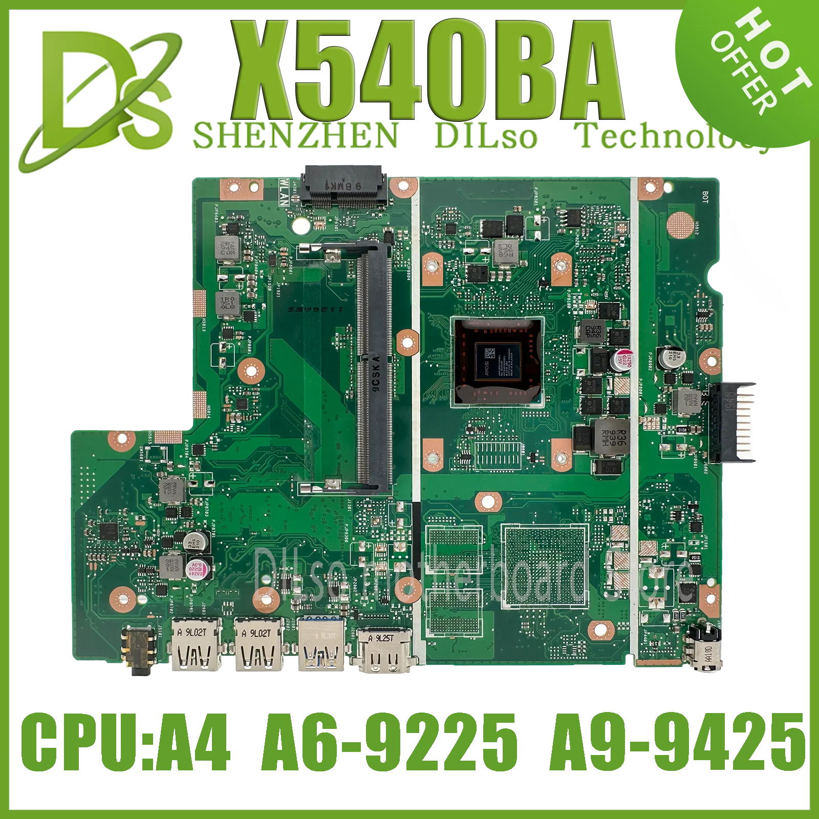 KEFU X540BP Notebook Mainboard For ASUS X540B A540 X540BA Laptop Motherboard With AMD A69225 A9