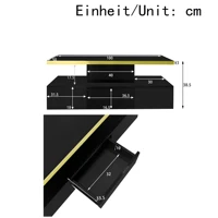 Table basse avec tiroir et LED, double plateau, compacte, pour le salon, espace de rangement discret, en aggloméré - Noir 8