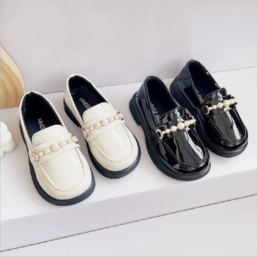 Children Leather Shoes Autumn Princess Dress Loafers Baby Toddler Flats Breathable Moccasins Kids Non-Slip Mary Janes 21-36 summer girls shoes bead mary janes flats fling princess shoes baby dance shoes kids sandals children wedding shoes gold