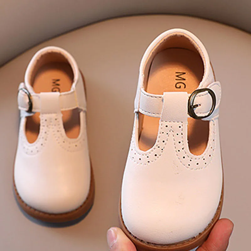 Girls Shoes Spring Summer Mary Janes Kids Sandals Boys Baby T Strap Casual Shoes Children Leather Black White CSH1253